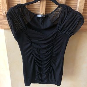 Yuka Black Lace Ruched Top